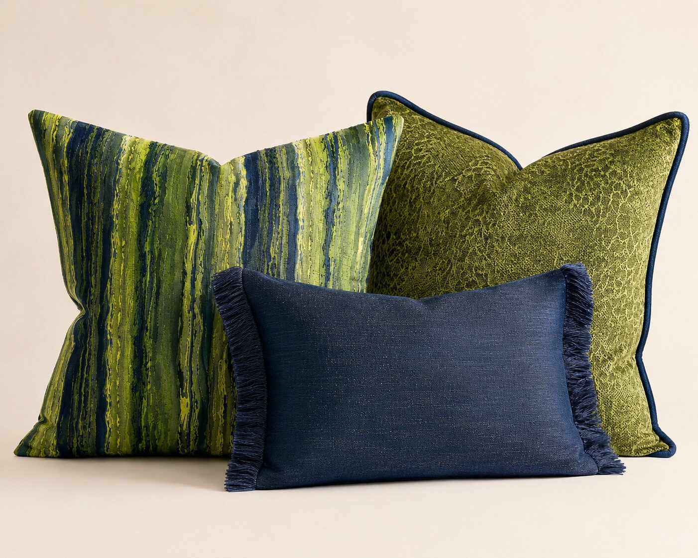 Rooney, Serrano, and Thierry pillows grouped together