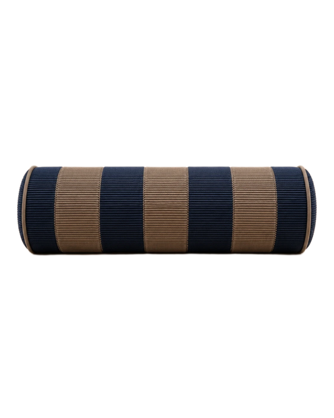 Thierry corded bolster pillow in navy and taupe